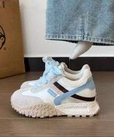 Lässige rote Kunstleder Plattform flache Füße Schuhe Spleißen Schnüren